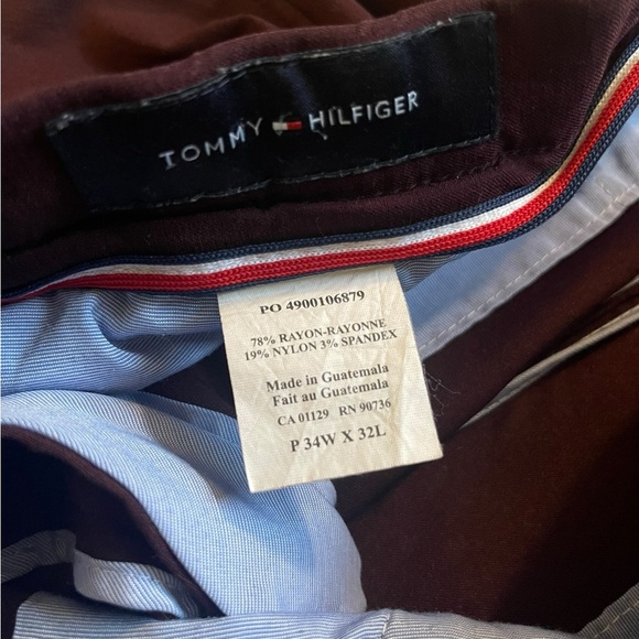 Tommy Hilfiger Men's Dark Burgundy Chinos - Picture 2 of 2